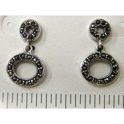 Marcasite Earring Plain Double Circle