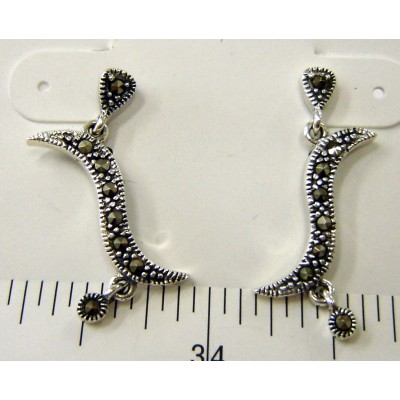 Marcasite Earring Plain Wave