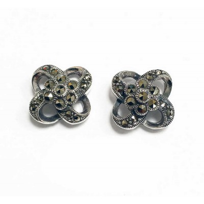 Marcasite Earring Open Knot Flower