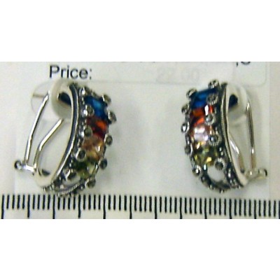Marcasite Earring 4 Olivine,Champagne,Garnet, Sap Glass Rectangular Channel with Omega