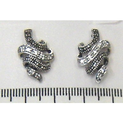 Marcasite Earring Clear Cubic Zirconia Swirl