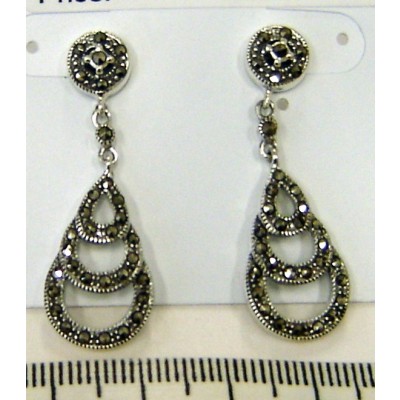 Marcasite Earring Triple Open Tear Drop