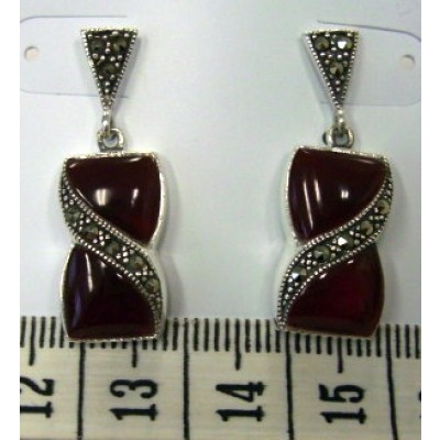 Marcasite Earring Twisted Carnelien
