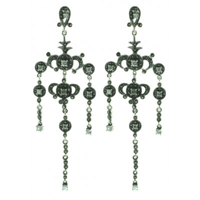 Marcasite Earring Chandelier with Clear Cubic Zirconia