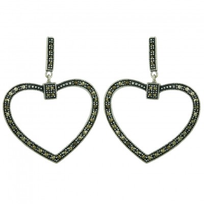 Marcasite Earring Outer 35mm Open Heart