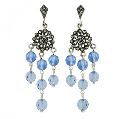 Marcasite Flower Top with 7Pcs Sap.Crystal Ball