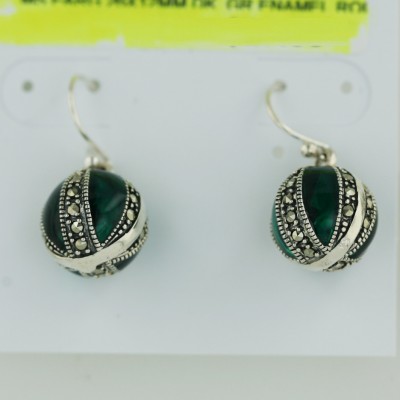 Ms Earg 26X12Mm Dk. Gr Enamel Round W/French Wire