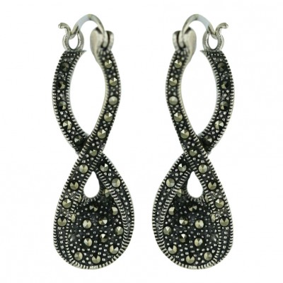 Marcasite Earring Pave Marcasite Twisted 8 Figure with Latch Bac