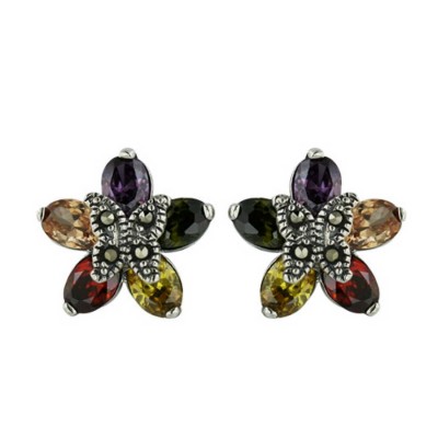 Marcasite Earring Star with Marcasite Center-1M-4127Mc & 6M-1709Mc-