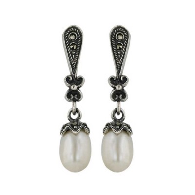 Marcasite Earring with Fresh Water Pearl