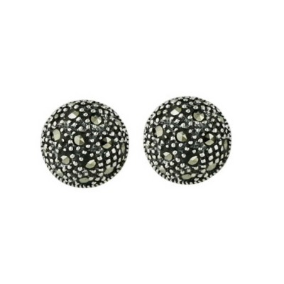 Marcasite Earring Hollow Dome Stud