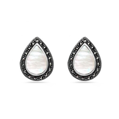 Marcasite Earring with Pear Mother of Pearl