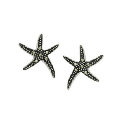 Marcasite Earring Starfish Paved in Marcasite