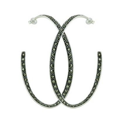 Marcasite Earring Lg Twisted Open Hoop