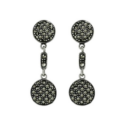 Marcasite Earring Marcasite Paved Dome Dangle
