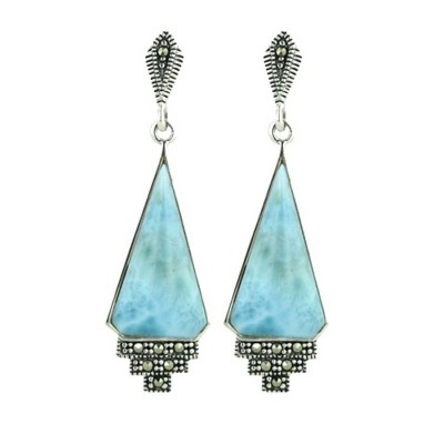 Marcasite Earring Larimar Triangle Dangle