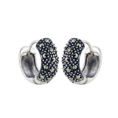 Marcasite Earring Huggie 15 mm Diameter 7mm