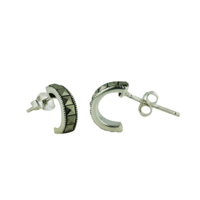 Marcasite Earring Half Huggie with Square Marcastie