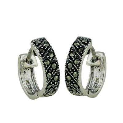 Marcasite Earring 15mm Huggie with Marcasite
