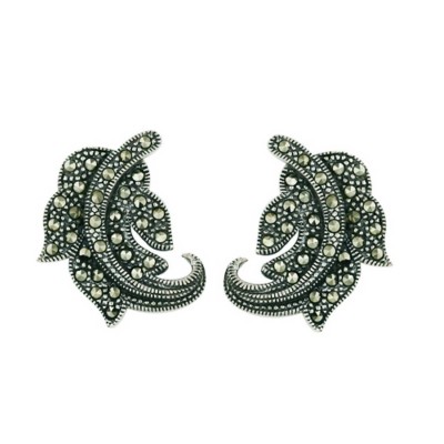 Marcasite Earring Marcasite Paved Feather