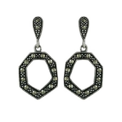 Marcasite Earring Heptagon Dangle