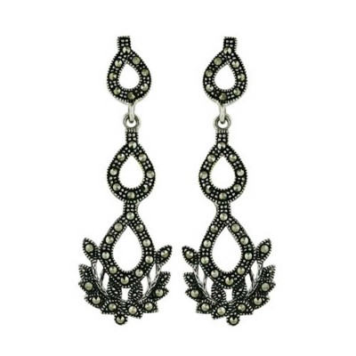 Marcasite Earring Dangle Teardrop Shapes