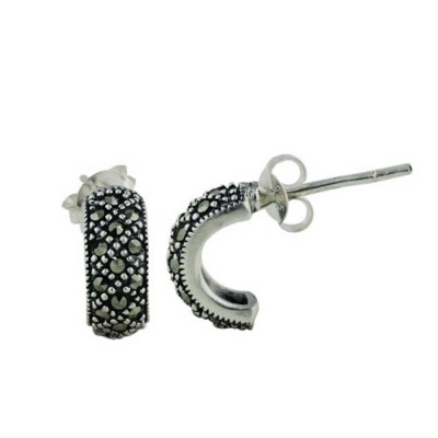 Marcasite Earring Marcasite Paved Half Hoop