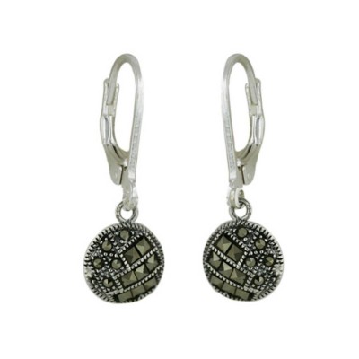 Marcasite Earring Dangle Small Square Marcasite Paved