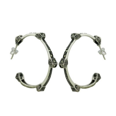 Marcasite Earring Open Hoop