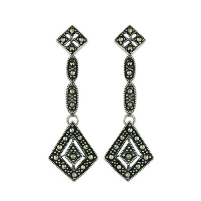 Marcasite Earring Dangle Kite Shape