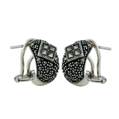 Marcasite Earring Half Hoop Paved in Marcasite
