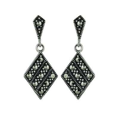 Marcasite Earring Dangle Rhombus Shape
