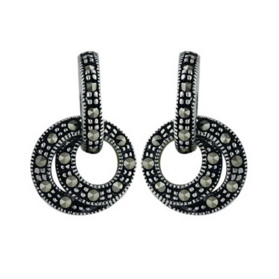 Marcasite Earring Dangle Spiral Design