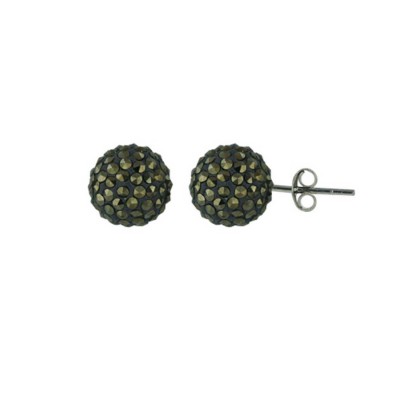 Marcasite Earring Swiss Cut 12mm Marcasite Stud Black Fer.