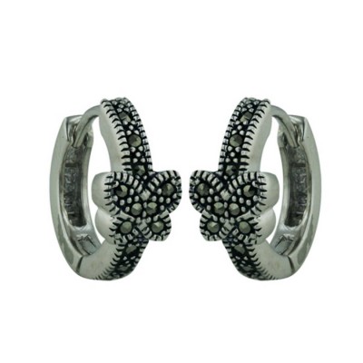 Marcasite Earring 17mm Huggie with Butterfly