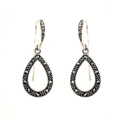 Marcasite Earring Tear Drop Floating Hook