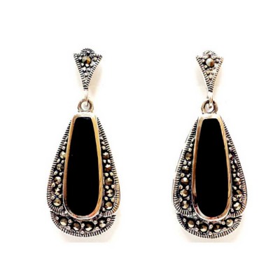 Marcasite Earring Black Onyx
