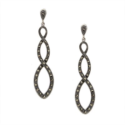 Marcasite Earring Spiral Dangling with Stud Post