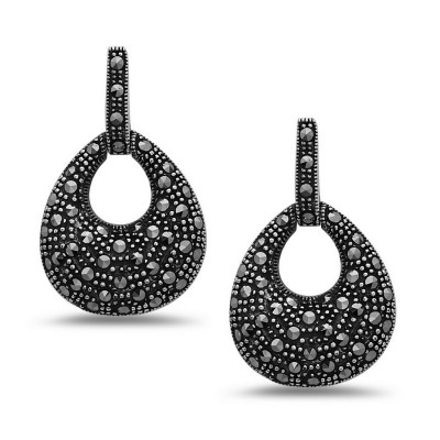 MARCASITE EAERRING DOOR KNOBS TEAR DROP