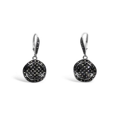 MARCASITE EARRING WAVY SURFACE DANGLING