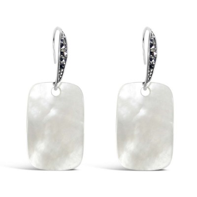 Marcasite Earring Marcasite Wire Top With Mother Of Pearl