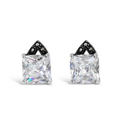 Marcasite Earring Stud Triangle Marcasite Top With Square 2M-2655Cl