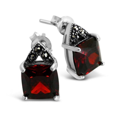 Marcasite Earring Stud Triangle Marcasite Top With Square 2M-2655G