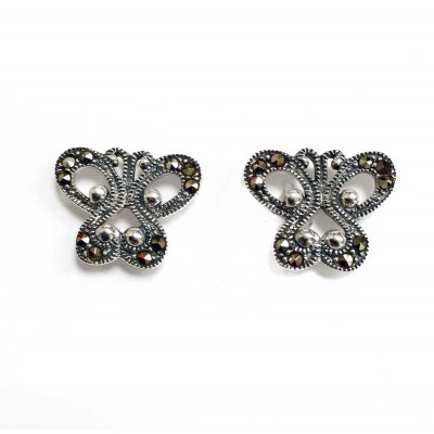Marcasite Earring Small Butterfly Lines Stud