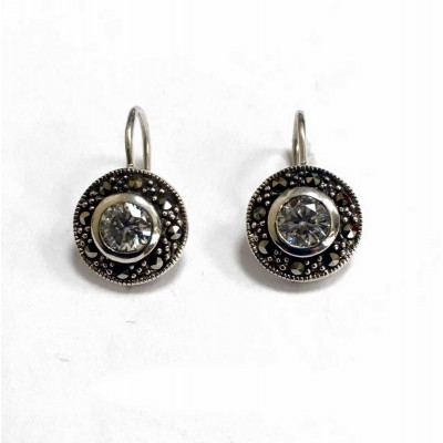 Marcasite Earring Round Clear Cubic Zirconia Marcasite Around Leverba
