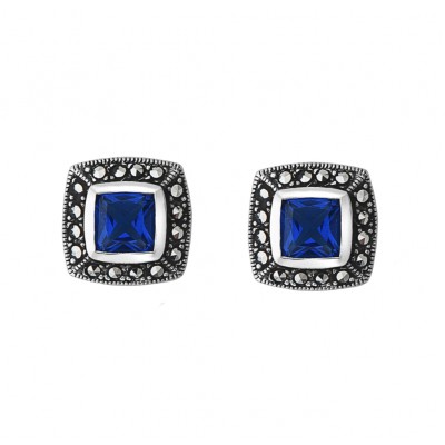 MS EARRING SQUARE PRINCESS CUT SAPPHIRE GLASS MARC