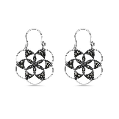 Marcasite EARRING DANGEL ATON PATTERN MARCASITE CUTOUT