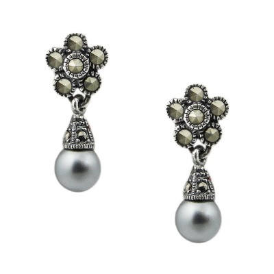 MS Earg Flower+Grey Pearl 7Mm, Grey