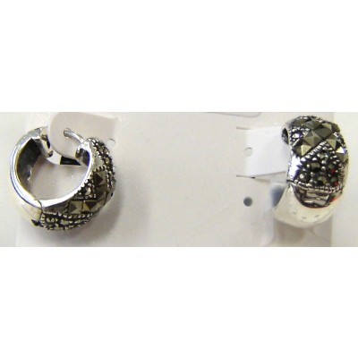 Marcasite Earring X Hoop Square Cut Huggie