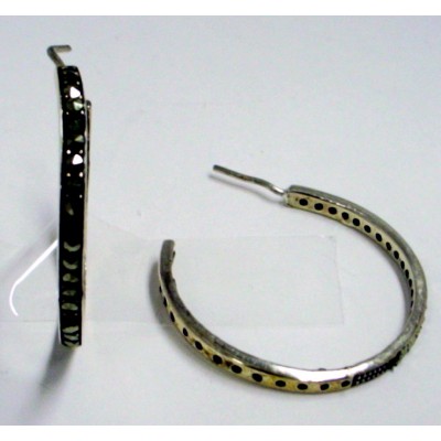 Marcasite Earring 30mm (In+Out) Side Hoop